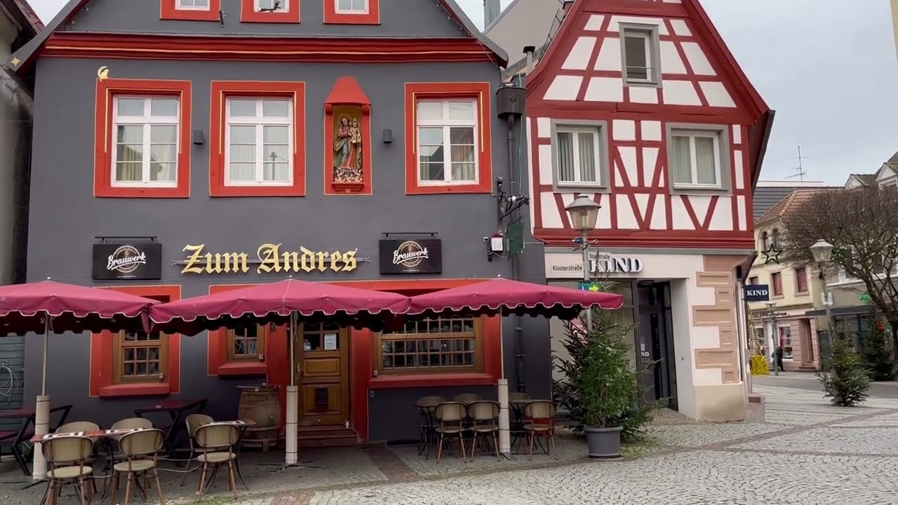 Germany, an empty center of Offenburg in the morning (winter holidays)