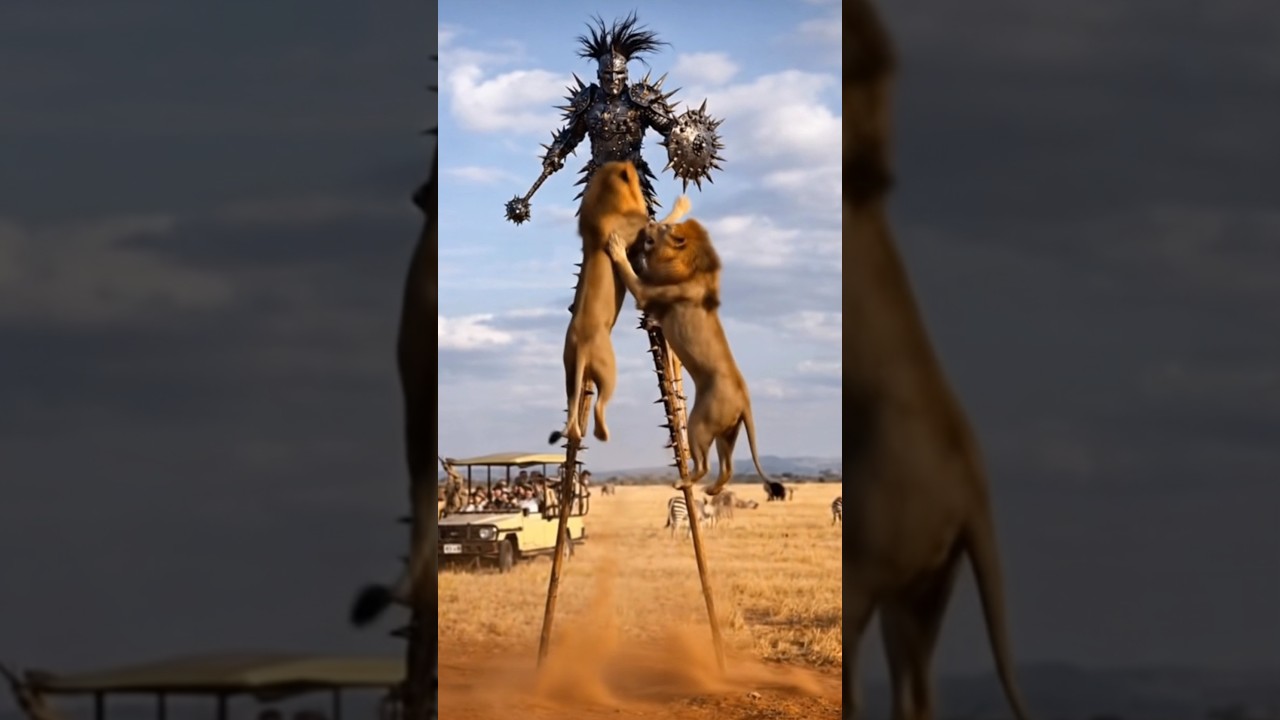 Lions vs Spiked Giant Warrior – You Won’t Believe This! 
