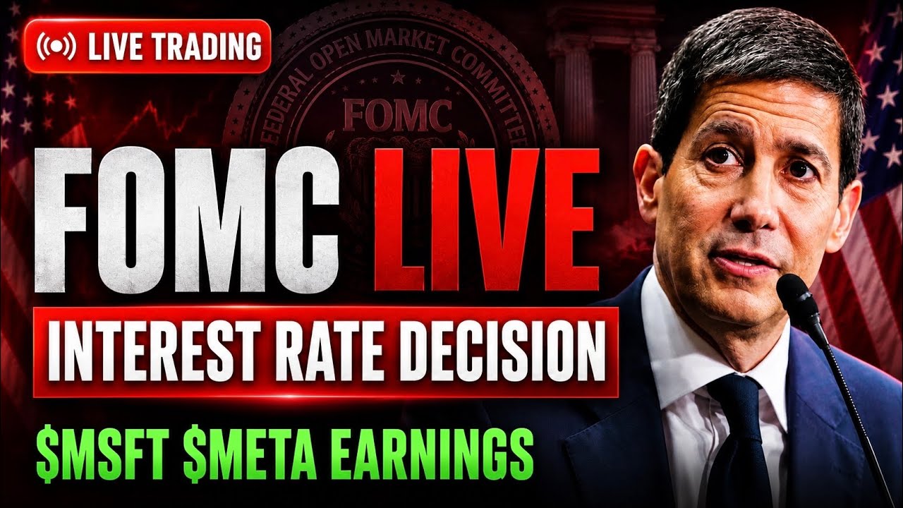 FOMC LIVE 🚨 Interest Rate Decision, Microsoft Meta Earnings | Live Trading Stock Market Today $MSFT