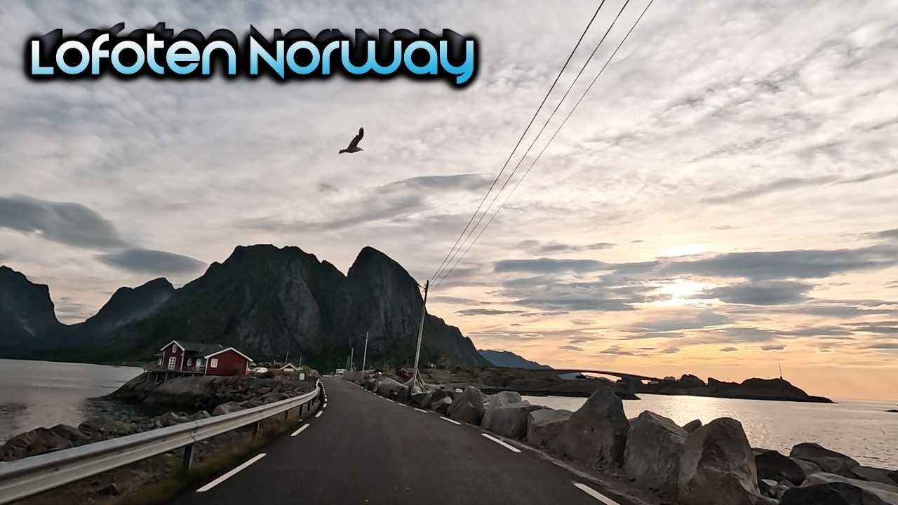 Lofoten Islands Norway Beautiful Drive in Sunrise