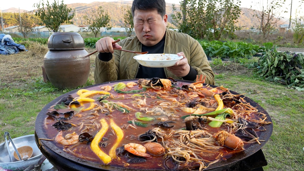 Первый 🍲мала탕-мукбанг Heungsam, острый хот-пот на крышке котла - Mukbang шоу еды
