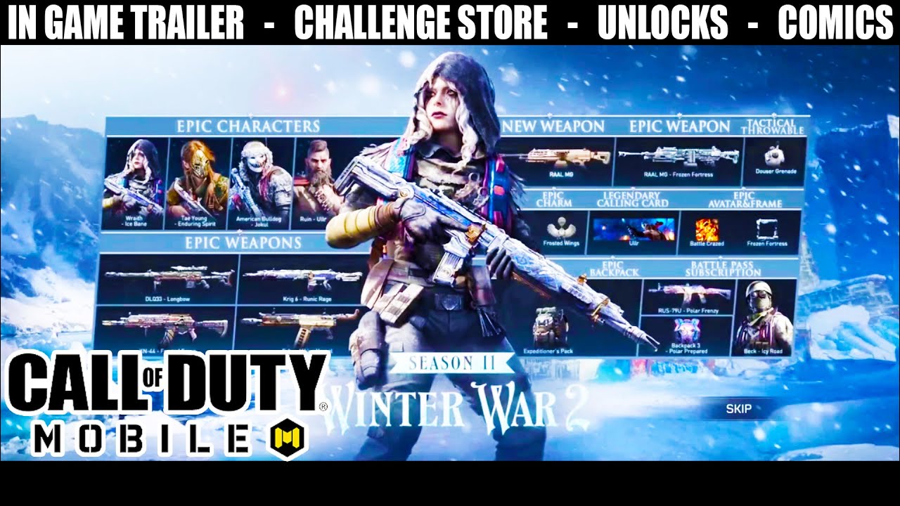 Call of Duty Mobile Battle Pass Season 11 Winter War 2, Intro, Unlocks, Challenge Store, Comics CODM