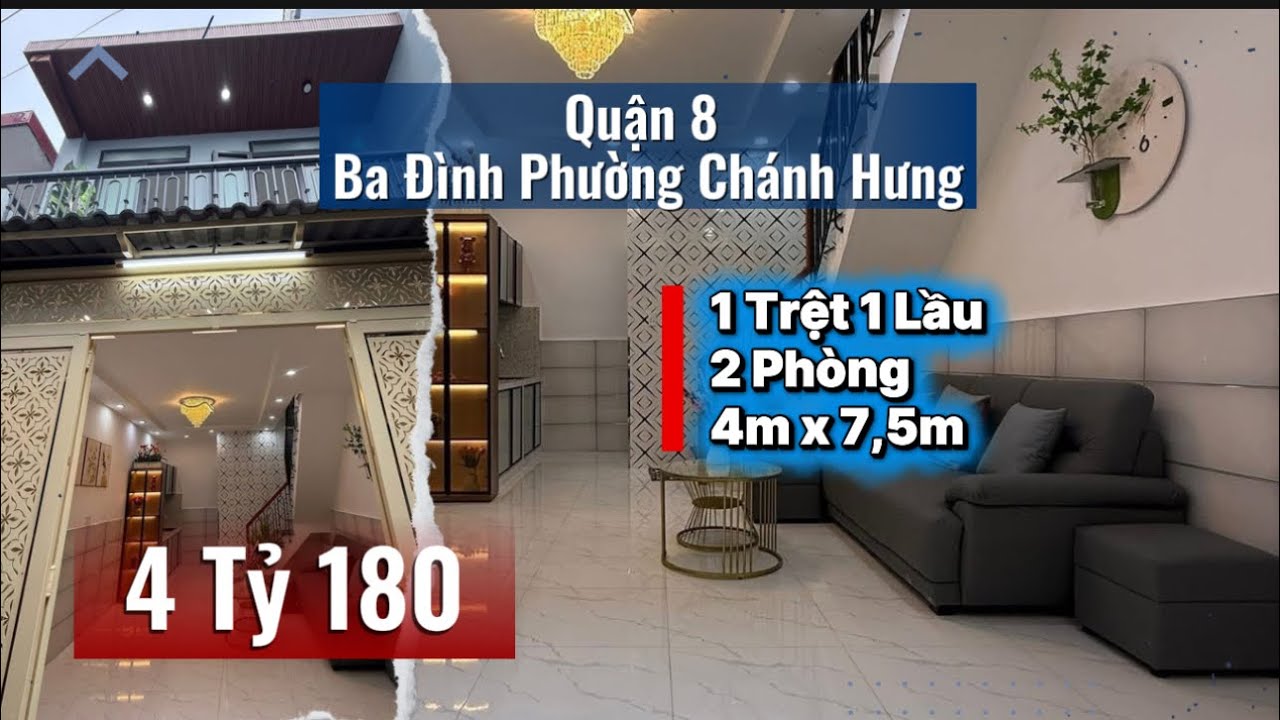 Nhà Quận 8 - Ngang 4m - 2 Phòng Ngủ - Sổ Hồng Riêng - Nhà Đẹp 