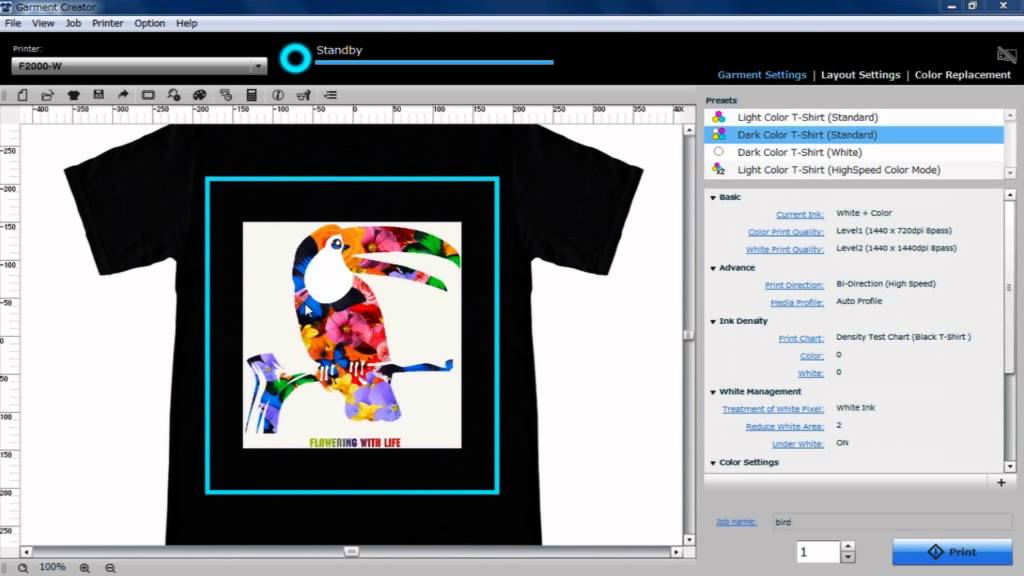 Logiciel Garment Creator fourni avec SureColor SC-F2000