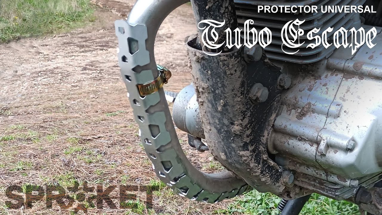 MONTAJE PROTECTOR TUBO ESCAPE MOTOS BAJA CC
