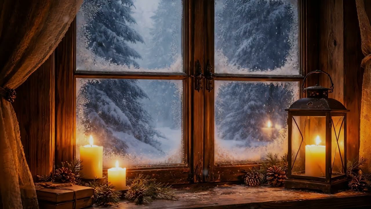 Wizard Window, Winter Blizzard Outside the Window ❄️ Wind + Snow Sounds | 60 Minutes (No Talking)