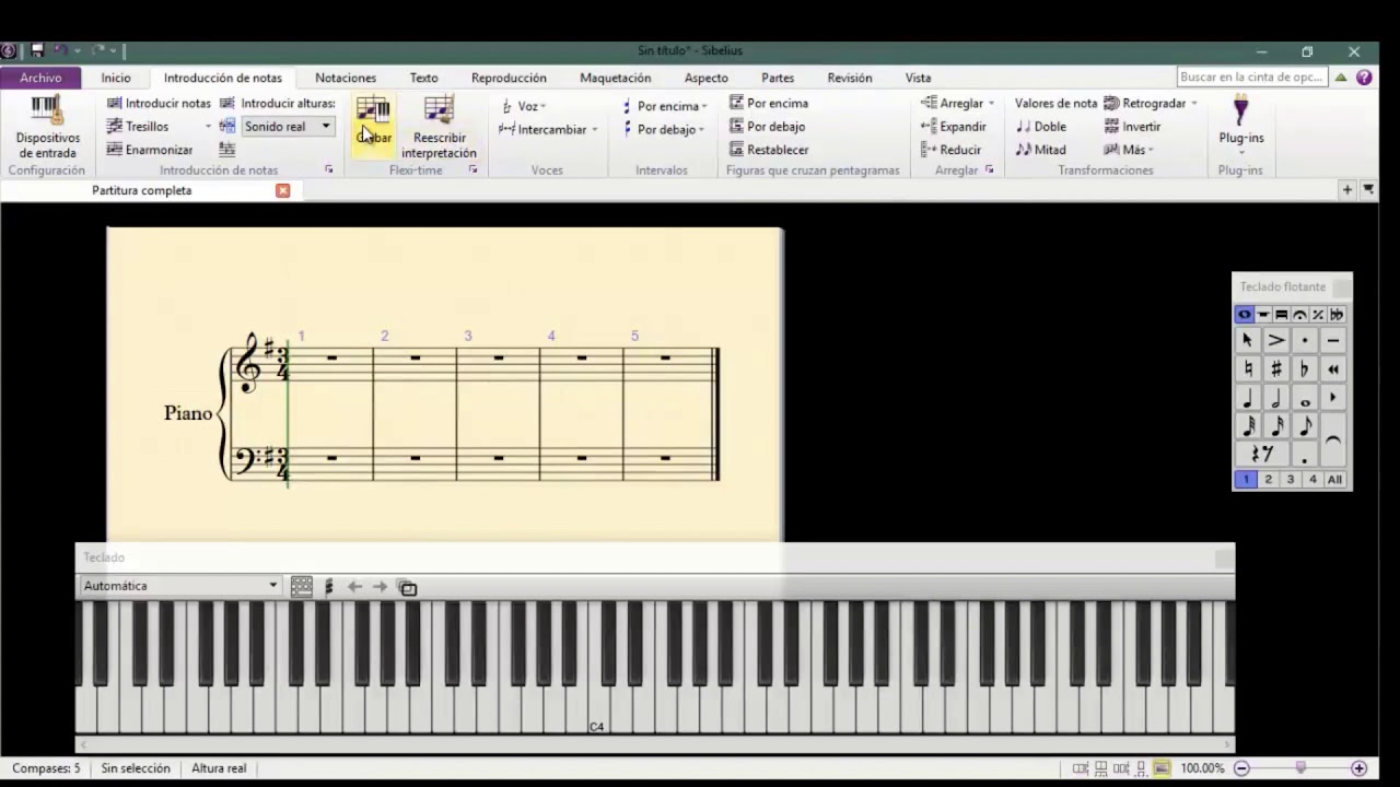 Crear partitura con un teclado Midi o piano atraves de FLEXITIME