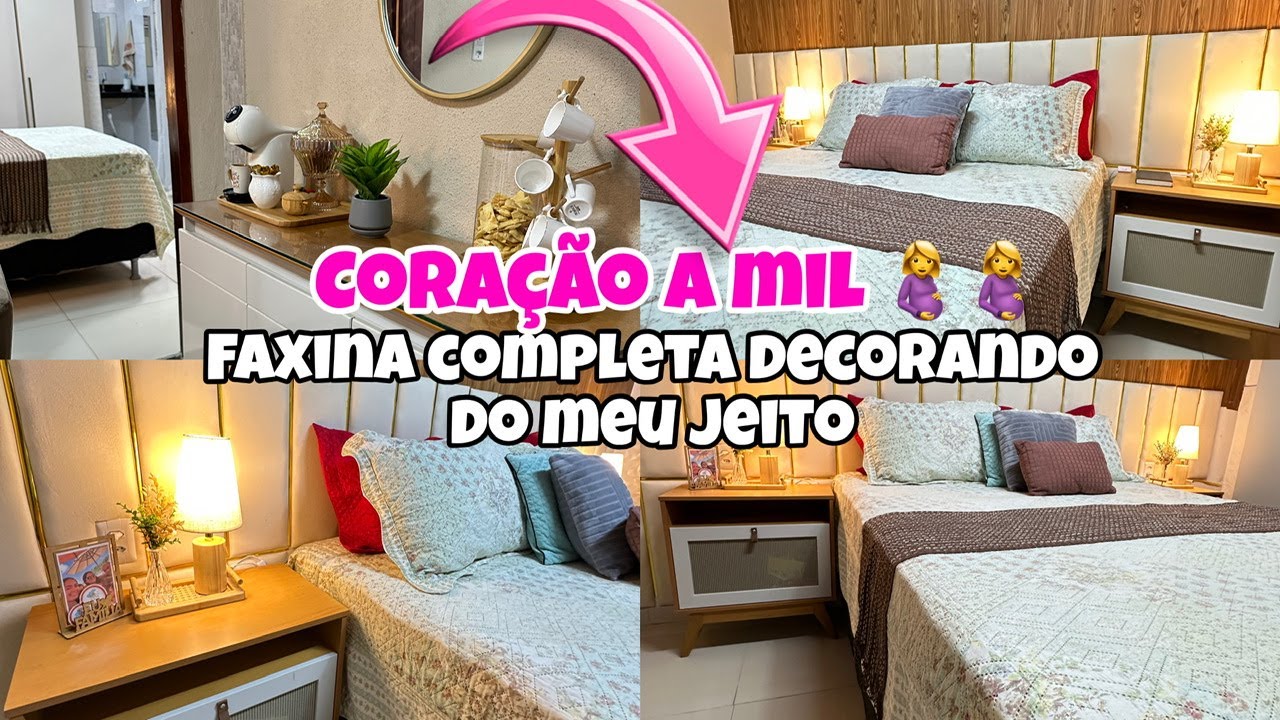 FAXINA COMPLETA DECORANDO DO MEU JEITO ❤️CORAÇÃO A MIL 🥹 NÃO CONSIGO FAZER MUITA COISA 🤰CASA LI