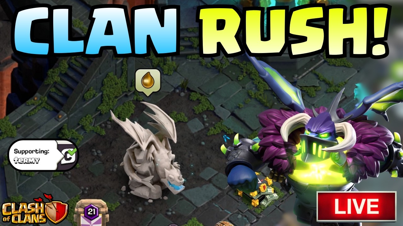 CLAN RUSH AND FARMING EVERYTHING TO MAX! DAY 4 (Clash Of Clans LIVE) - Vertical