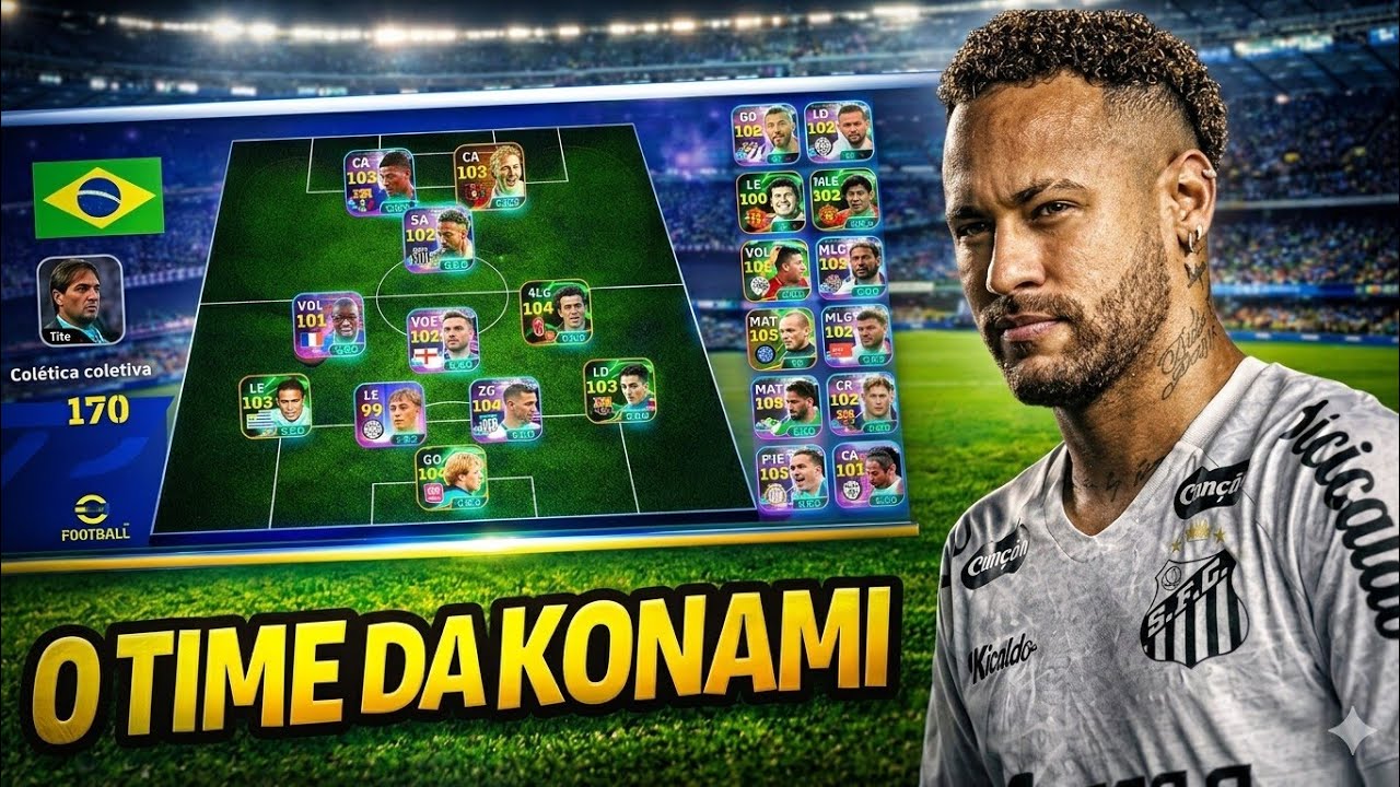 MONTEI TIME FULL KONAMI GRÁTIS E FUI PRA RANKEADA NO EFOOTBALL MOBILE | GAMEPLAY 