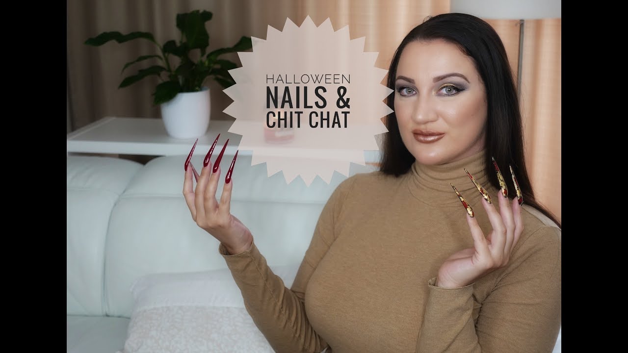 NOT MY HALLOWEEN NAILS EXTRA AF STILETTO NAILS AND NAIL TALK [almost ASMR]