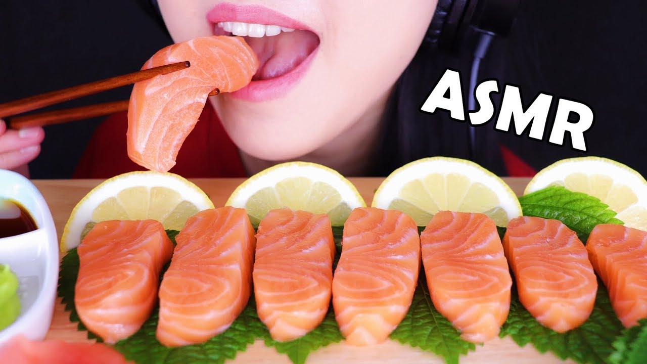 ASMR SALMON SASHIMI | サーモンを食べる | 鮭魚刺身 | 三文魚刺身 |연어회먹방 리얼사운드 노토킹 | ăn cá hồi sống | sashimi de salmão