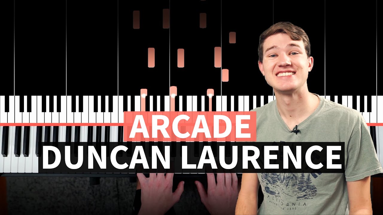 Arcade - Duncan Laurence - PIANO TUTORIAL (accompaniment with chords)