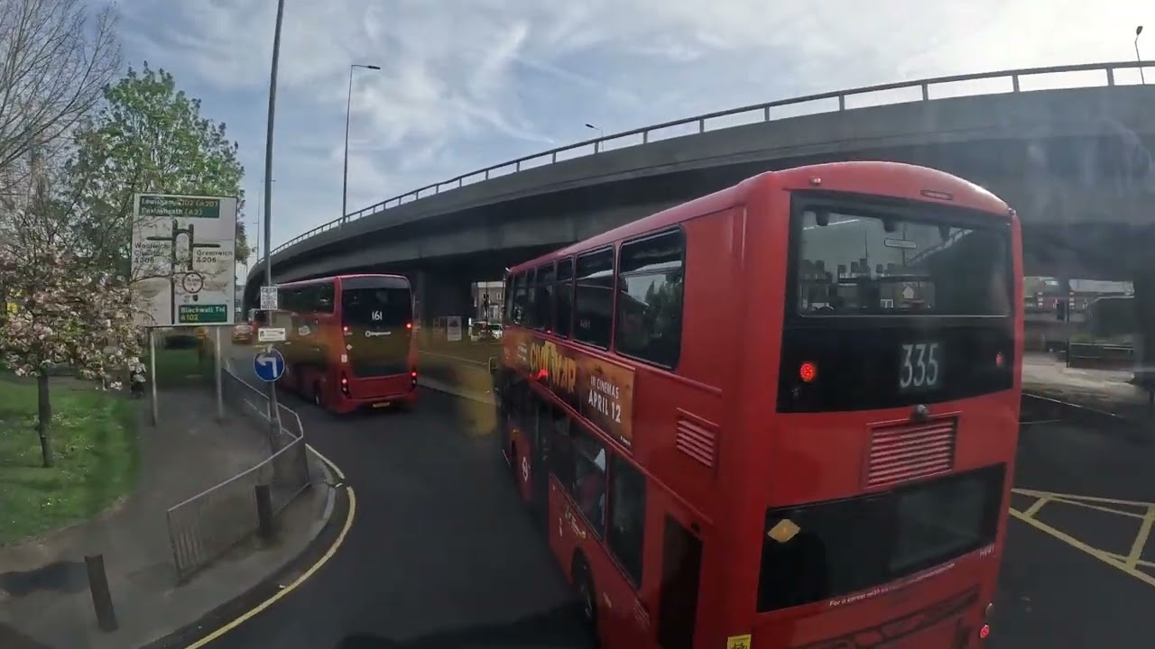 London Bus Routes 132 from North Greenwich Station to Bexleyheath Town Centre on a clear day