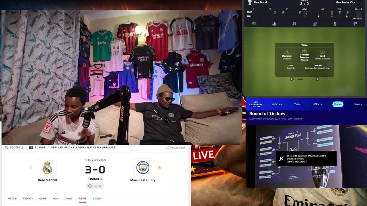 UCL: Real Madrid VS Man CITY 3-0 | Watchalong Match Reactions | 1/8FINAL