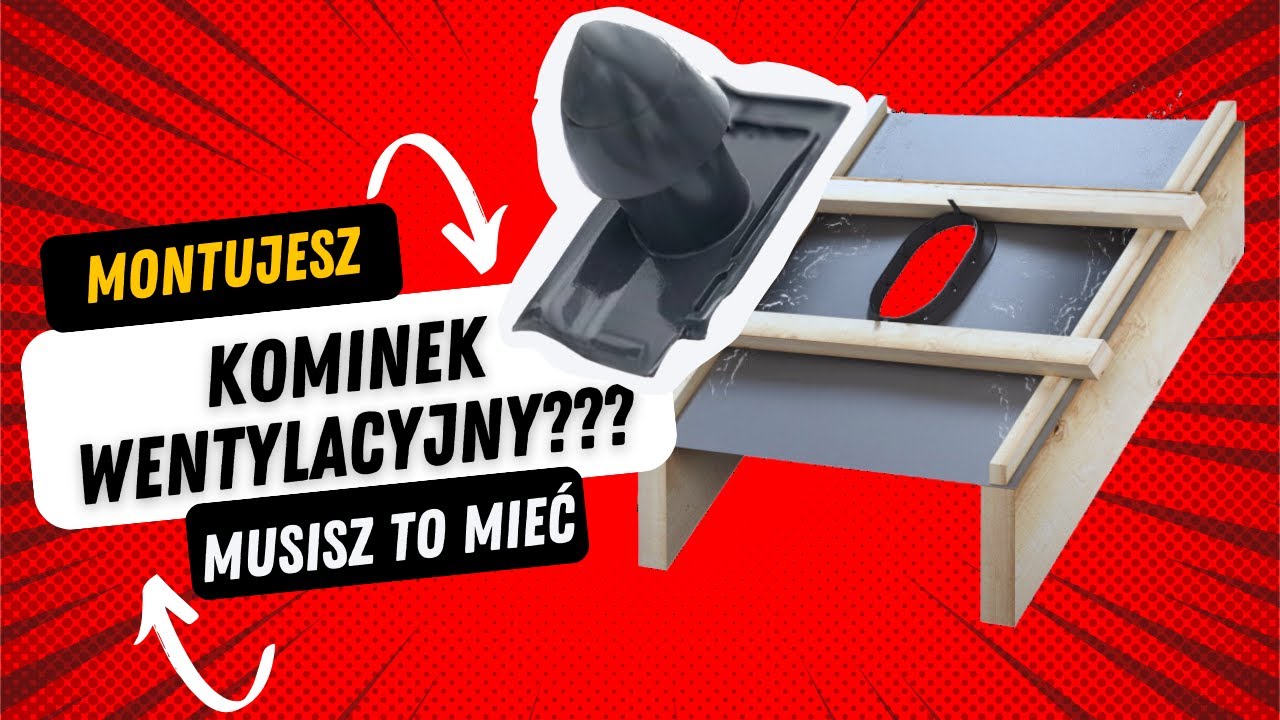 Przejście kominka wentylacyjnego przez dach z deskowaniem i papą. Montaż kominka wentylacyjnego.