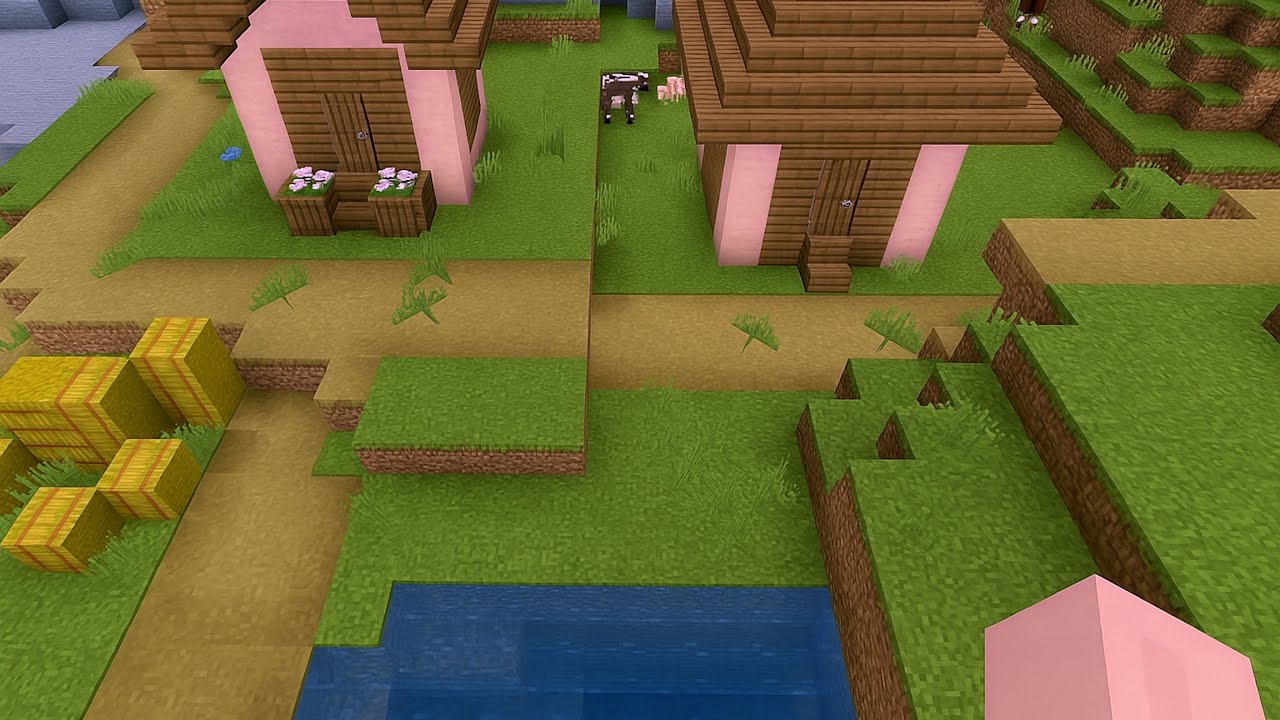 Minecraft: - How To transform A Village Into A Cherry Village In Minecraft Part 1