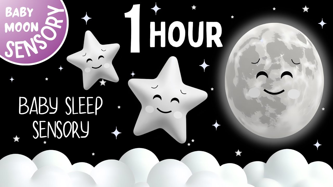 1 Hour Baby Sensory Sleep Video | High Contrast Calming Night | Sleepy Music | Relaxing Visuals