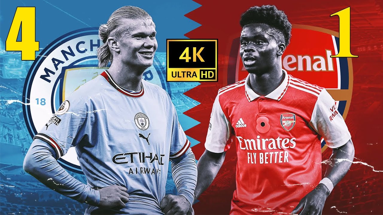 ملخص مباراة مانشستر سيتي وارسنال 4-1 4K وجنون الشوالي