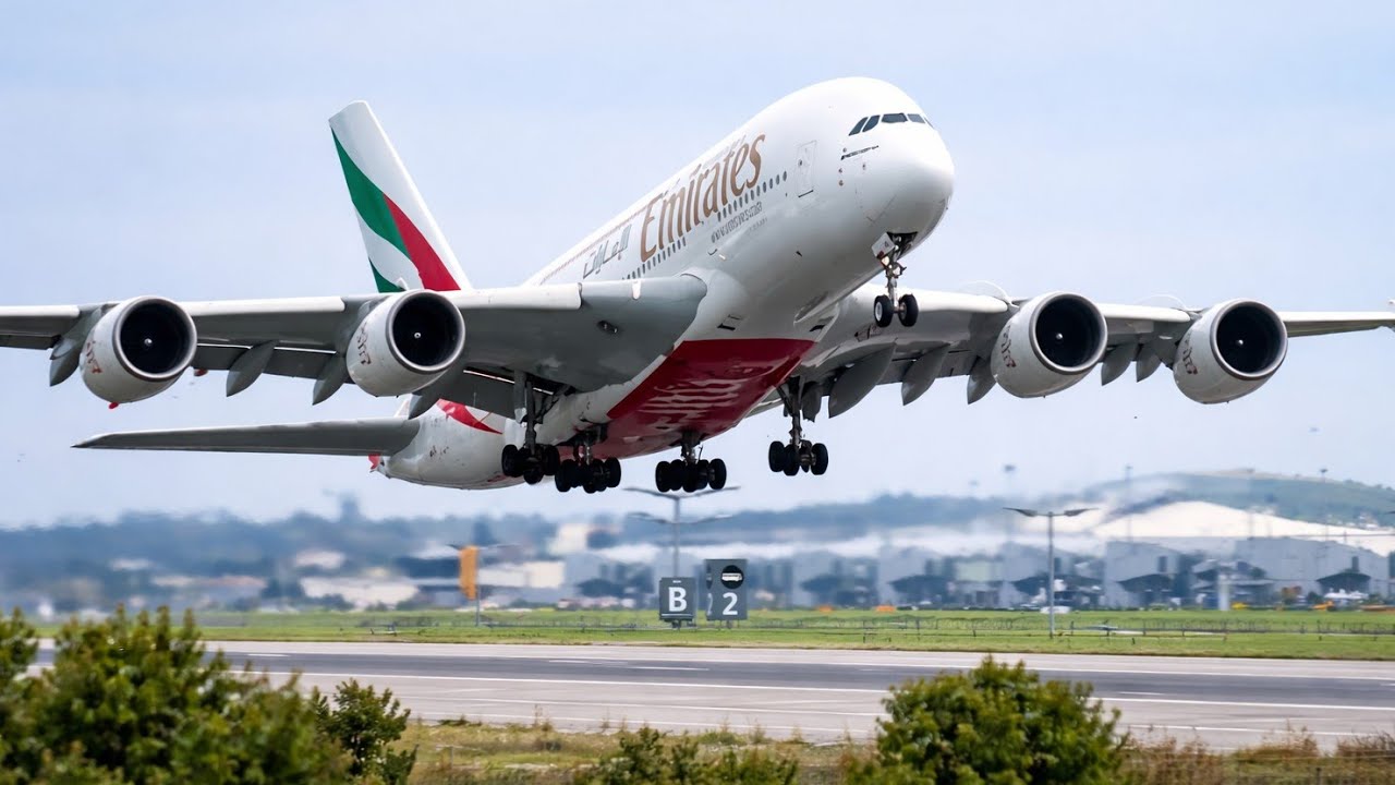 Emirates Airbus A380 Long Takeoff Roll | Plane Spotting Birmingham UK ✈️!