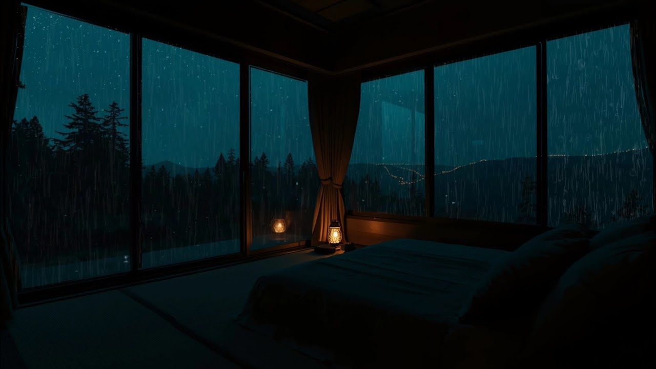 Rain Sounds in a Cozy Japan Scandinavian Room 🌧 (No Ads) | Calm Ambience for Deep Sleep & Relaxing