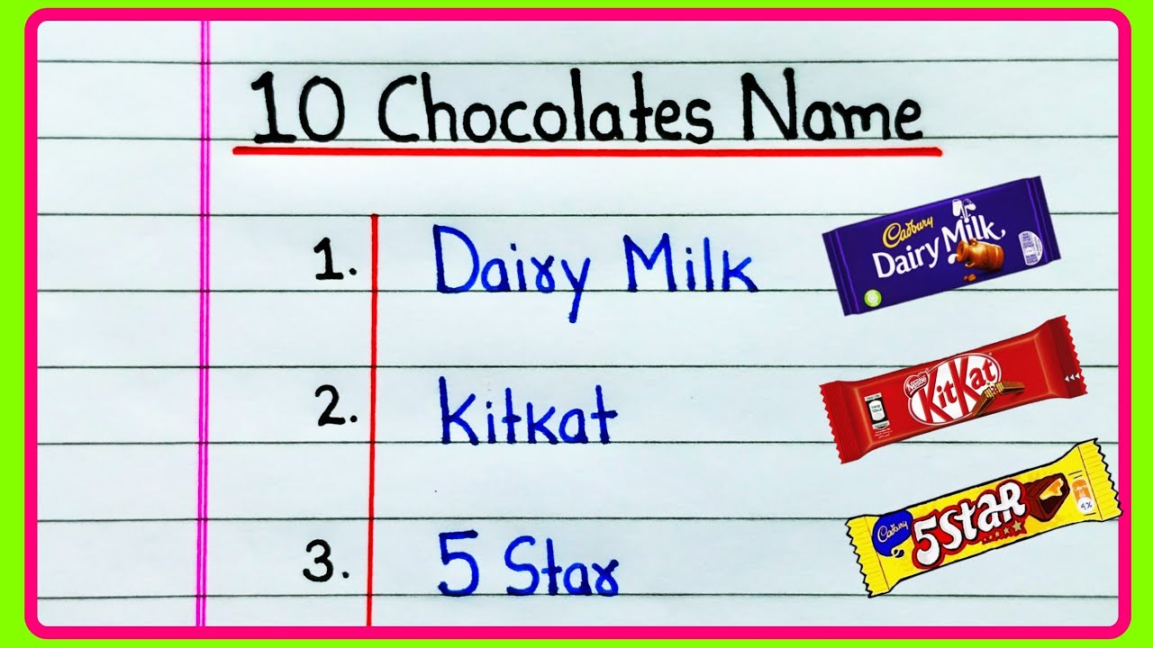 10 Chocolates name | Top 10 Chocolates name in English | Chocolate name