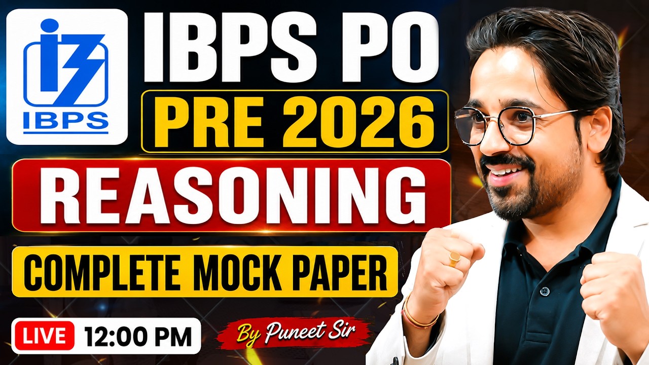 🚨 IBPS PO Pre 2026 🔥Reasoning Complete Mock Paper | 🔴Live Class | Latest Pattern | Puneet Sir 💯