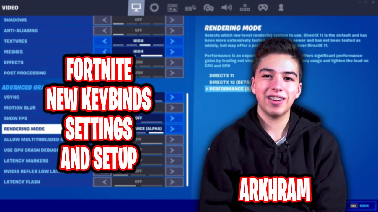Arkhram Updated Fortnite Settings keybinds New Sensitivity and Setup