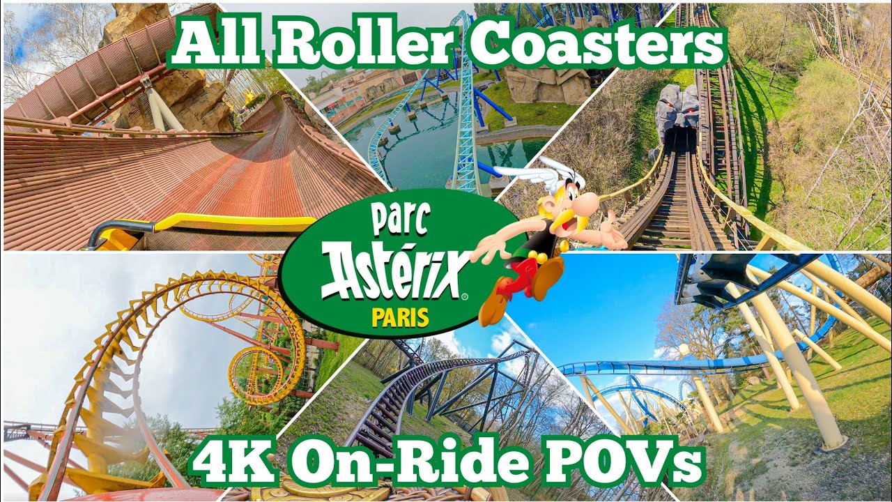🇫🇷 Parc Astérix - All Roller Coasters 4K On-Ride POVs