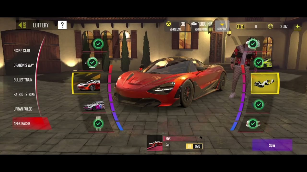 Drive Zone Online :- Spinning McLaren 75R Lottery Spin in Drive Zone Online