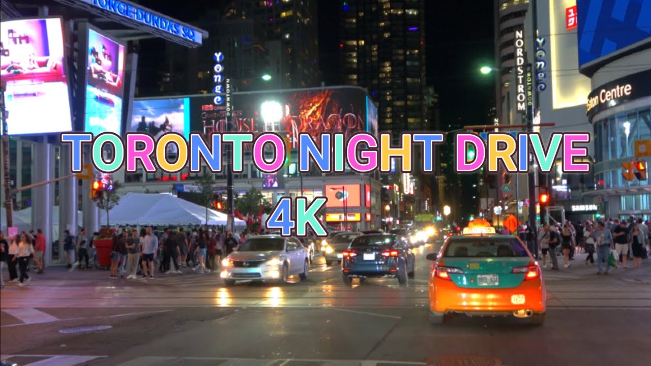 Toronto Driving Downtown Night 4K September 2022