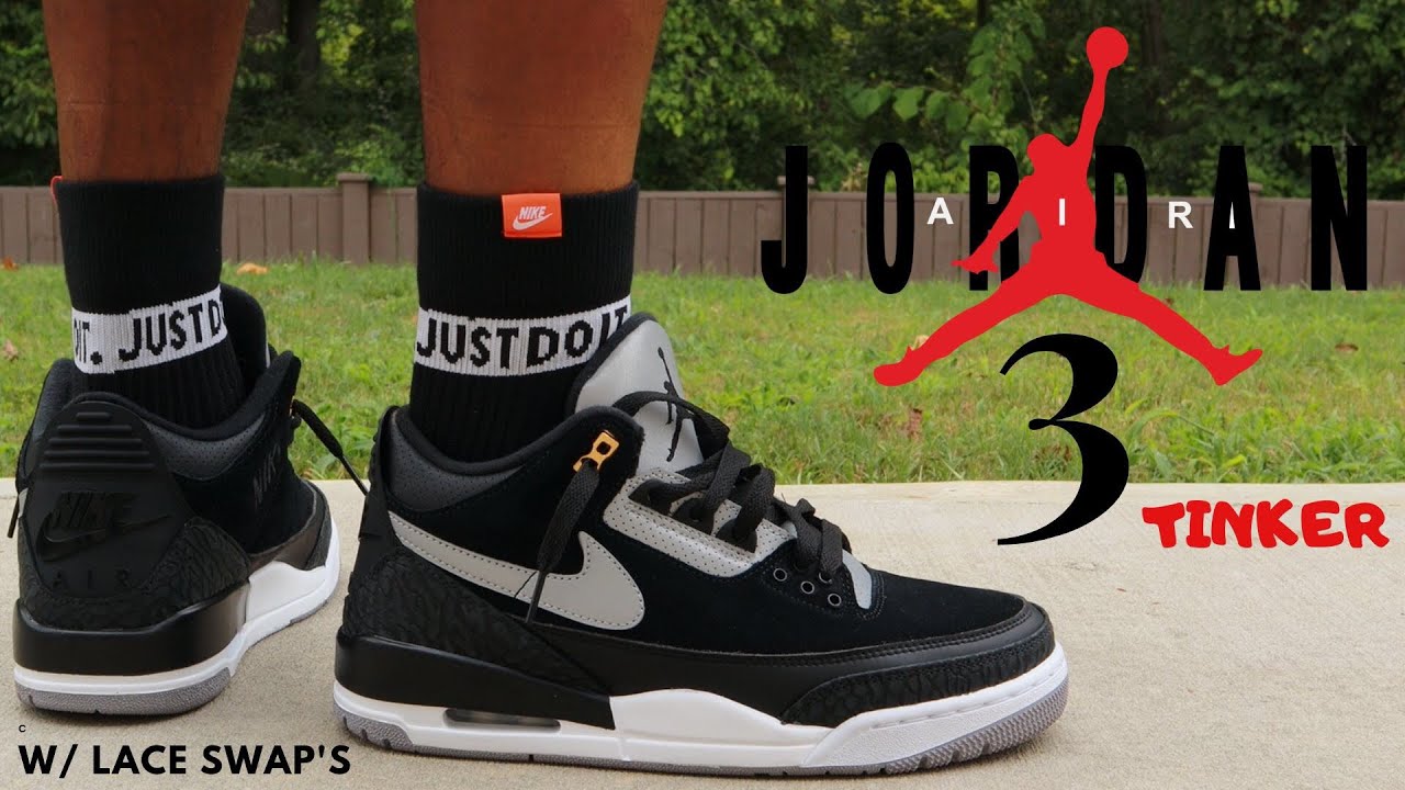 Jordan 3 Tinker “Black Cement” Review & On Feet W/ Lace Swap!!