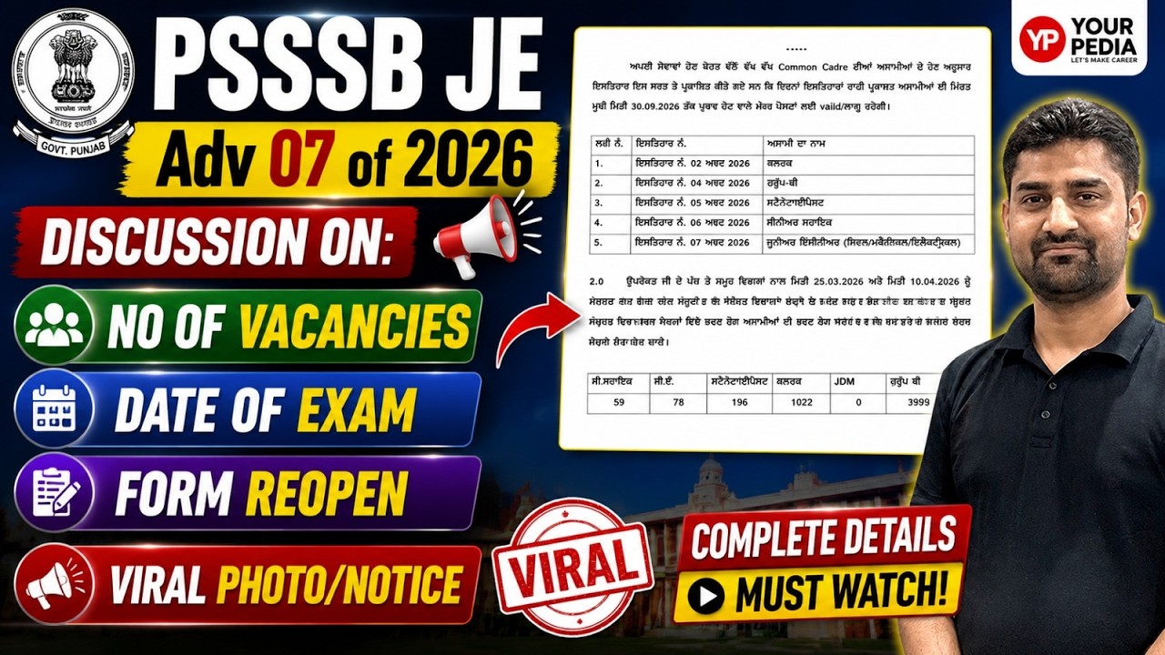 Discussion on PSSSB Adv 07 of 2026 Recruitment process