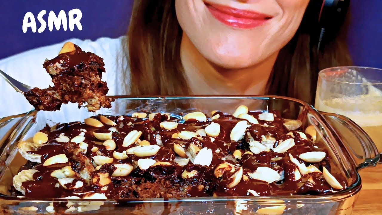 ASMR SNICKERS Baked Oats with Date Milk *STICKY SOUNDS (No Talking|Eating Sounds)