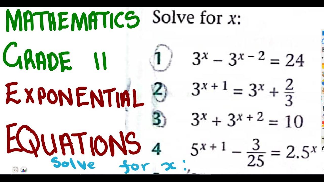 Mathematics Grade 11 Exercise 4 Exponential Equations - Solve for x @mathszoneafricanmotives