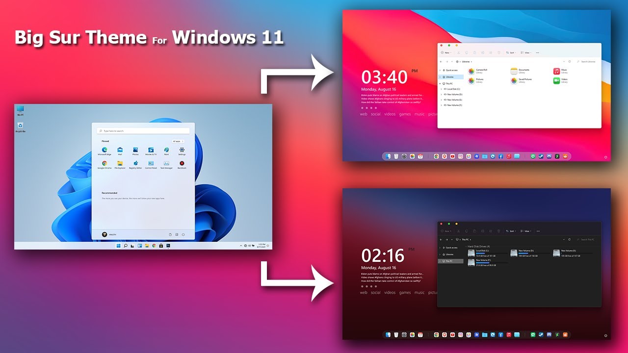 MacOs Big Sur Theme For Windows 11 || Make Windows 11 Look Like MacOS Big Sur (2021)