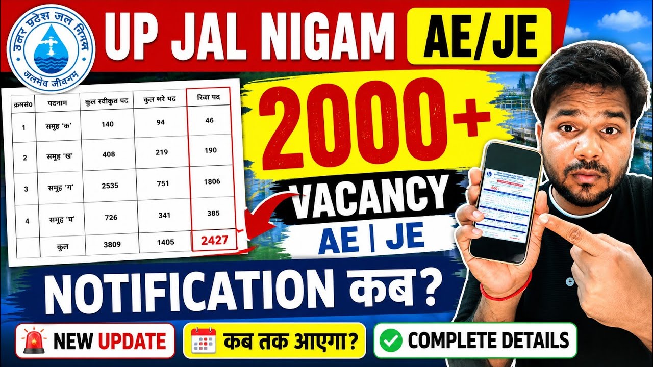 Big Update: UP Jal Nigam JE AE 2000+ New Vacancy Notification Date soon dekho ? diploma n Btech 