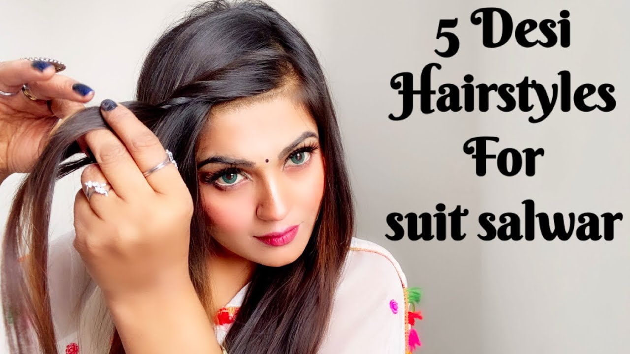 Wedding guest hairstyle - 5 girls hairstyles for Indian Suit and kurti #Hairstyles #Newhairstyles