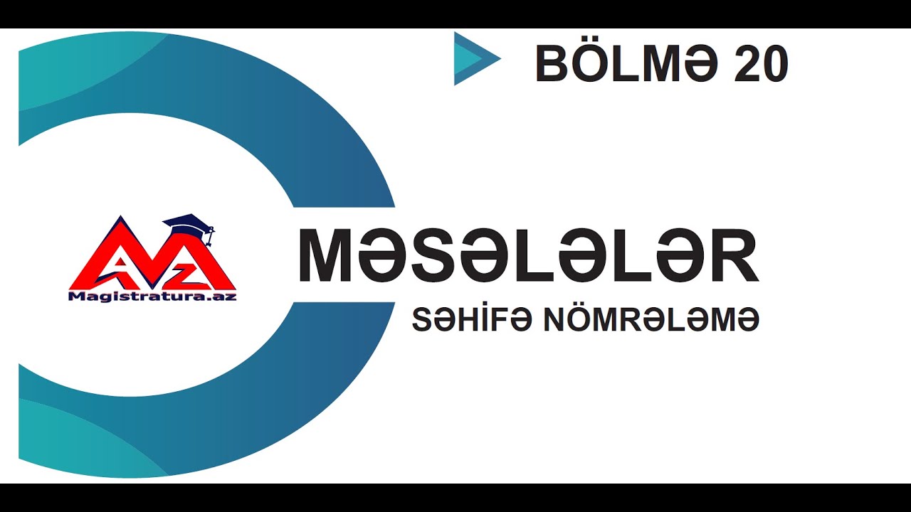 Səhifə nömrələmə məsələləri-Elsevər Məmmədov