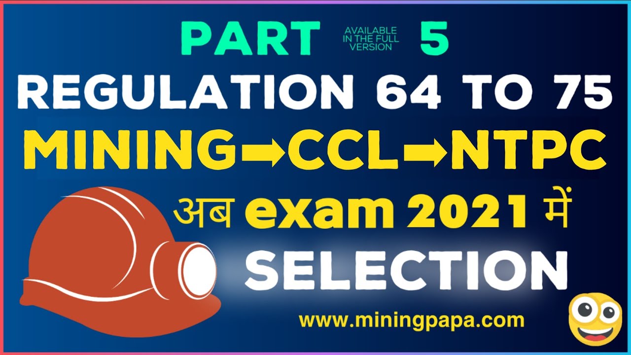 Part 5 Coal Mine Regulation (64 -75) MCQ's All IMP questions for mining jobs in Hindi