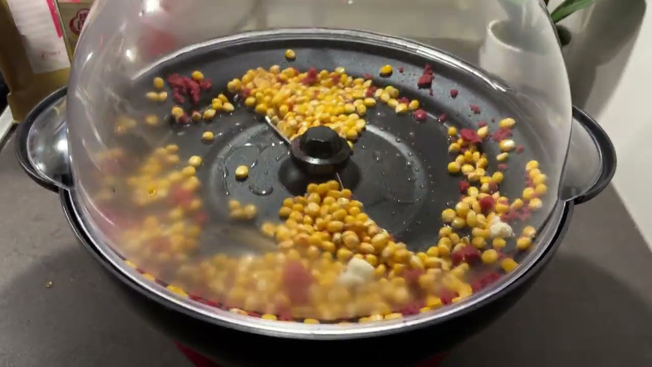 Gadgy Popcorn Maschine Maker mit Zucker Himbeergeschmack lecker 😋