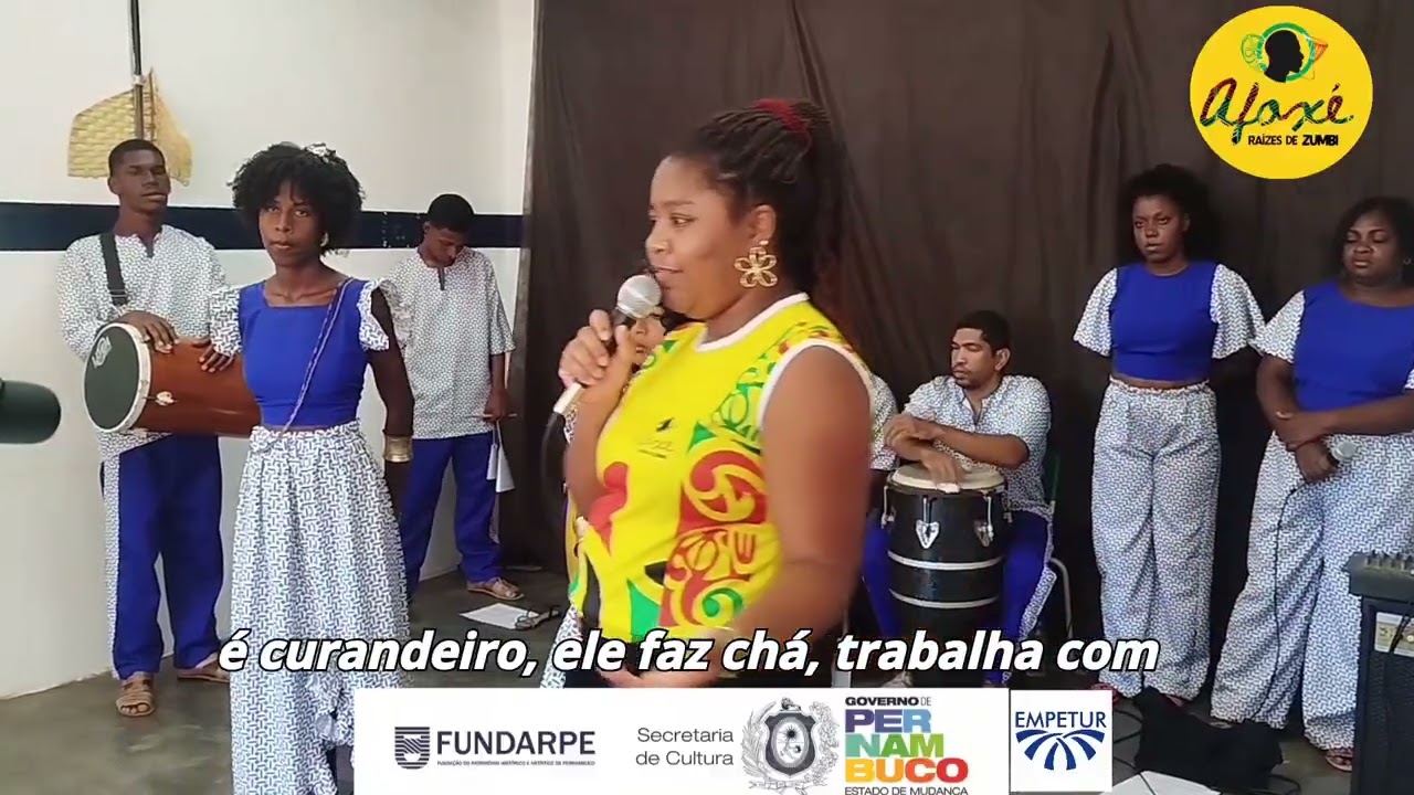 Afoxé raízes de Zumbi no projeto brincantes na escola da Fundarpe ciclo carnavalesco 2026.