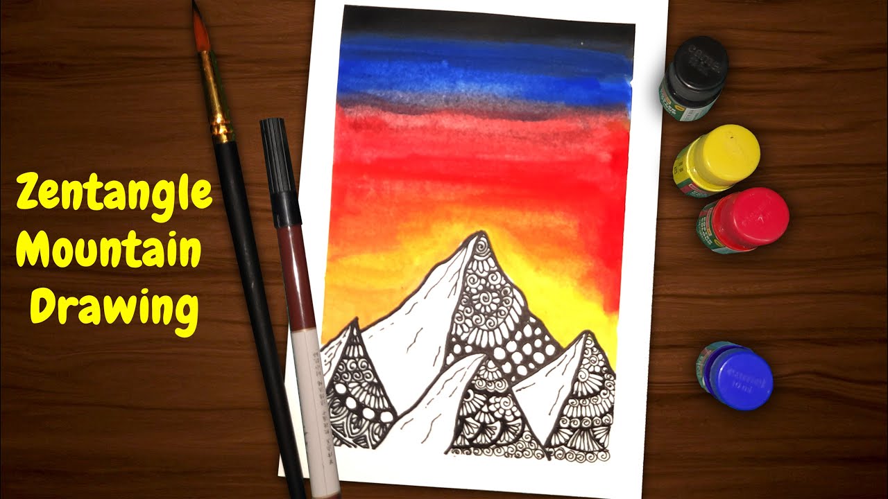 Zentangle Pattern Mountain Drawing | How to draw Zentangle Art | Shylin’s Sketchbook