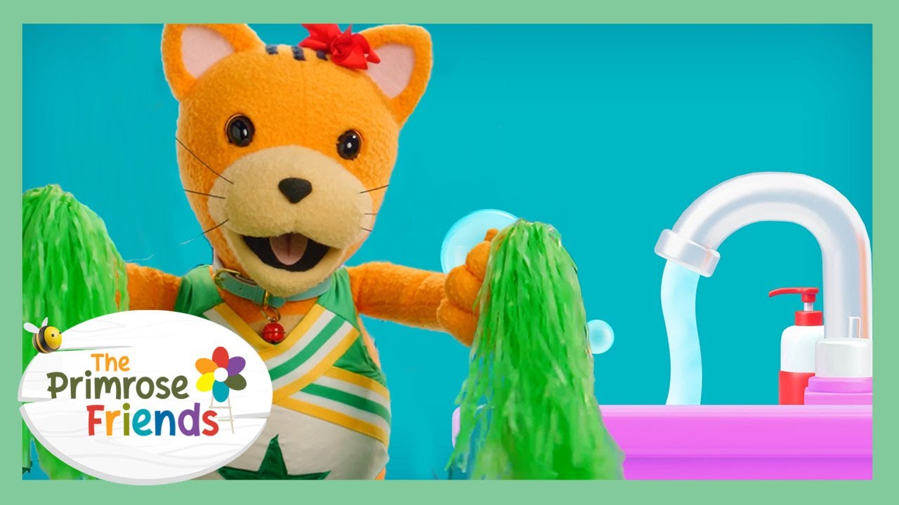 The Scrubby Cha Cha with Katie the Cat 🧼 Handwashing + More Songs for Kids 🎶 School Nursery Rhymes