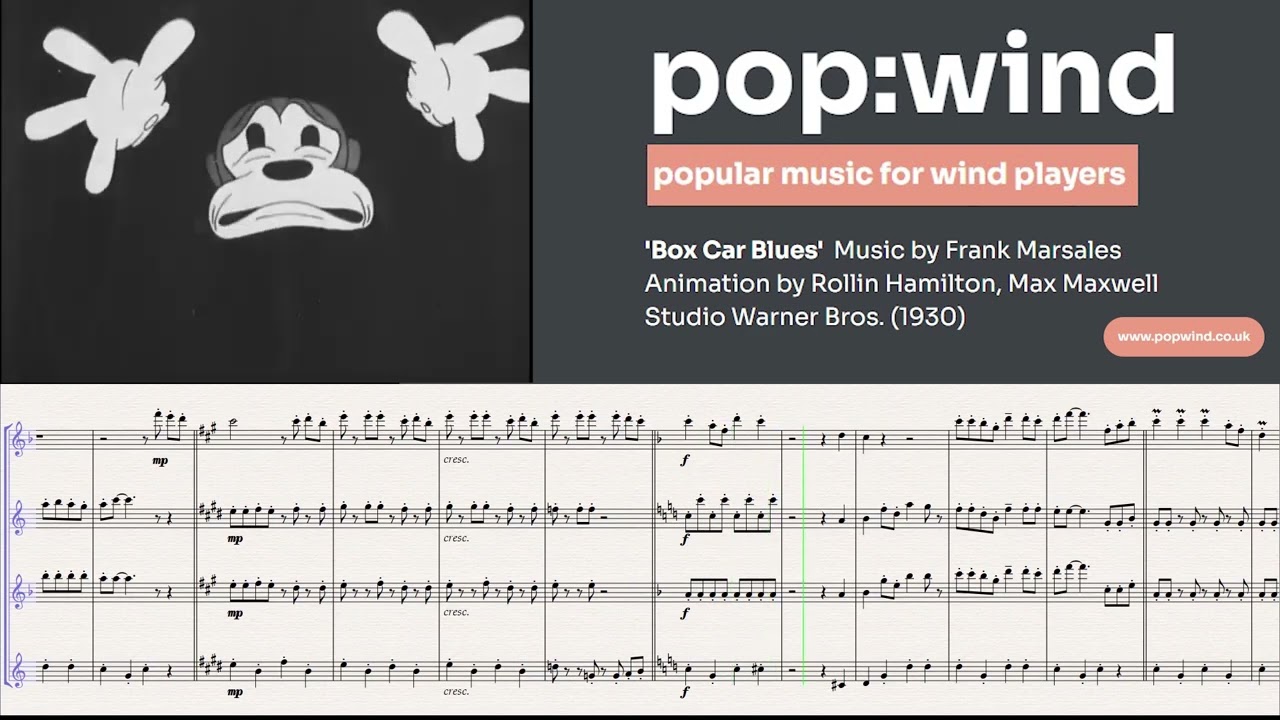 Box Car Blues - Frank Marsales score arranged for saxophone quartet.