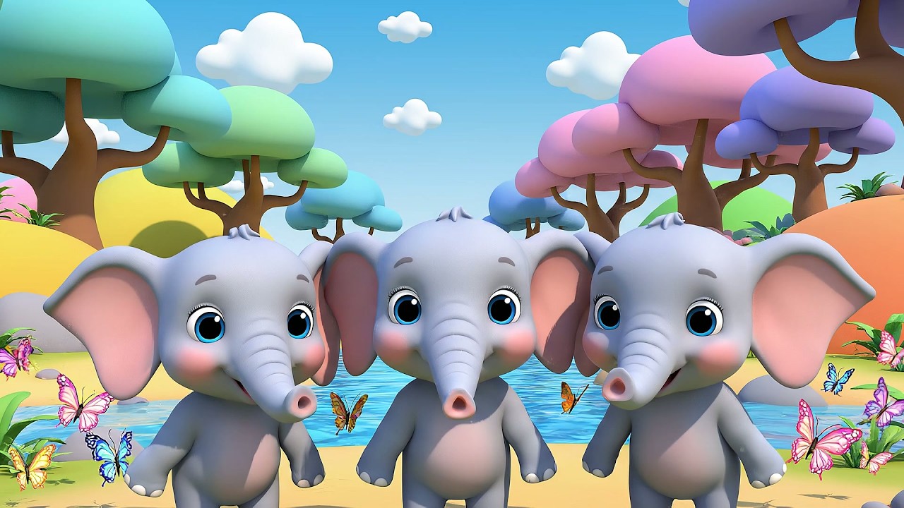 Cuatro Pequeños Elefantes de Juguete Trompa | Canción de Animales y Sonidos para Niños