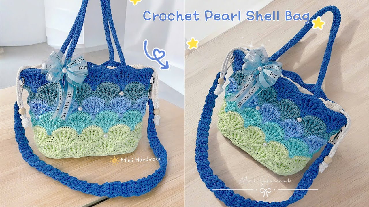 Móc Túi Hoạ Tiết Vỏ Sò, Ngọc Trai Siêu Đẹp 🪸 Crochet Pearl Shell Bag | Crochet Bag Tutorial