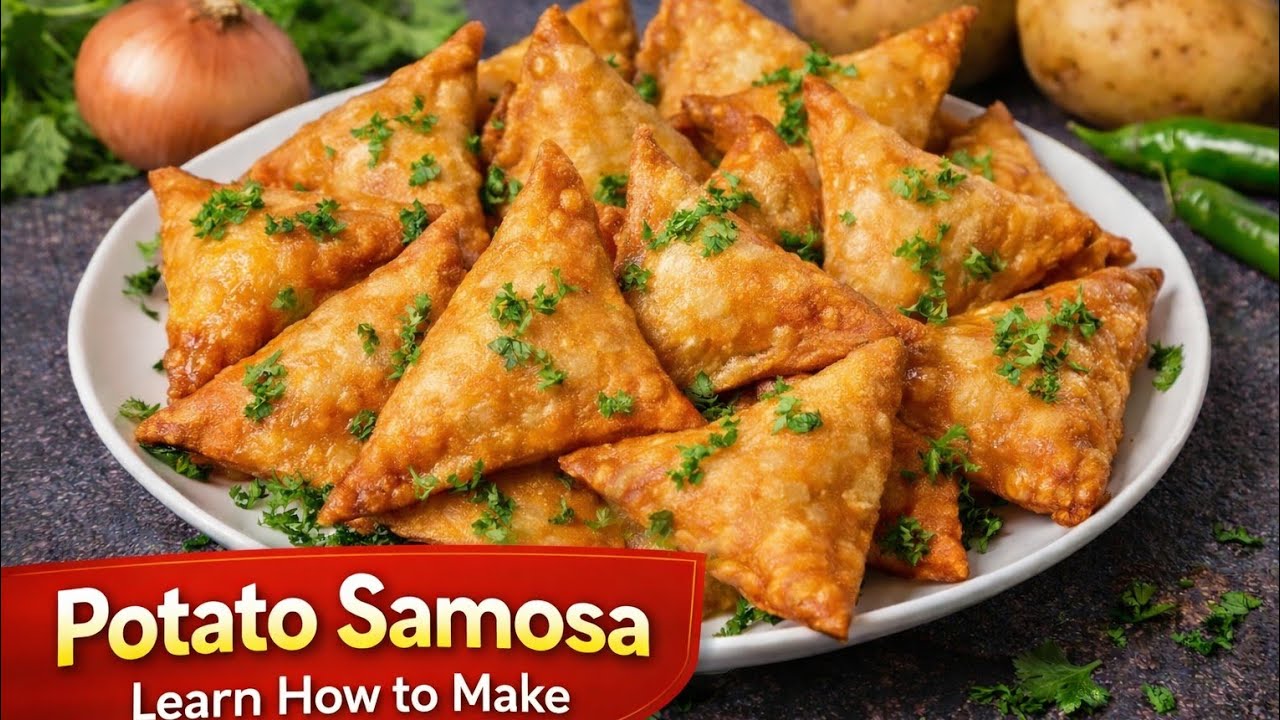 Best home made golden crispy samosas kids & family favorite Aftar party snacks.