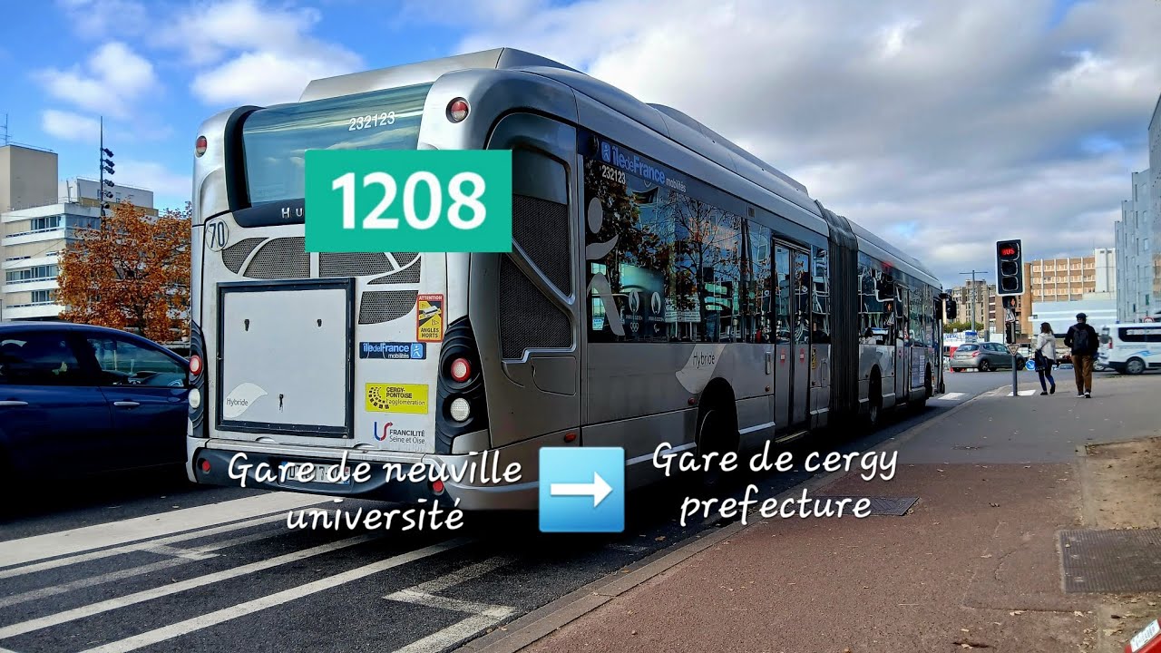 Le trajet d'un GX437H bus 1208 cergy pontoise entre neuville université à C.prefecture