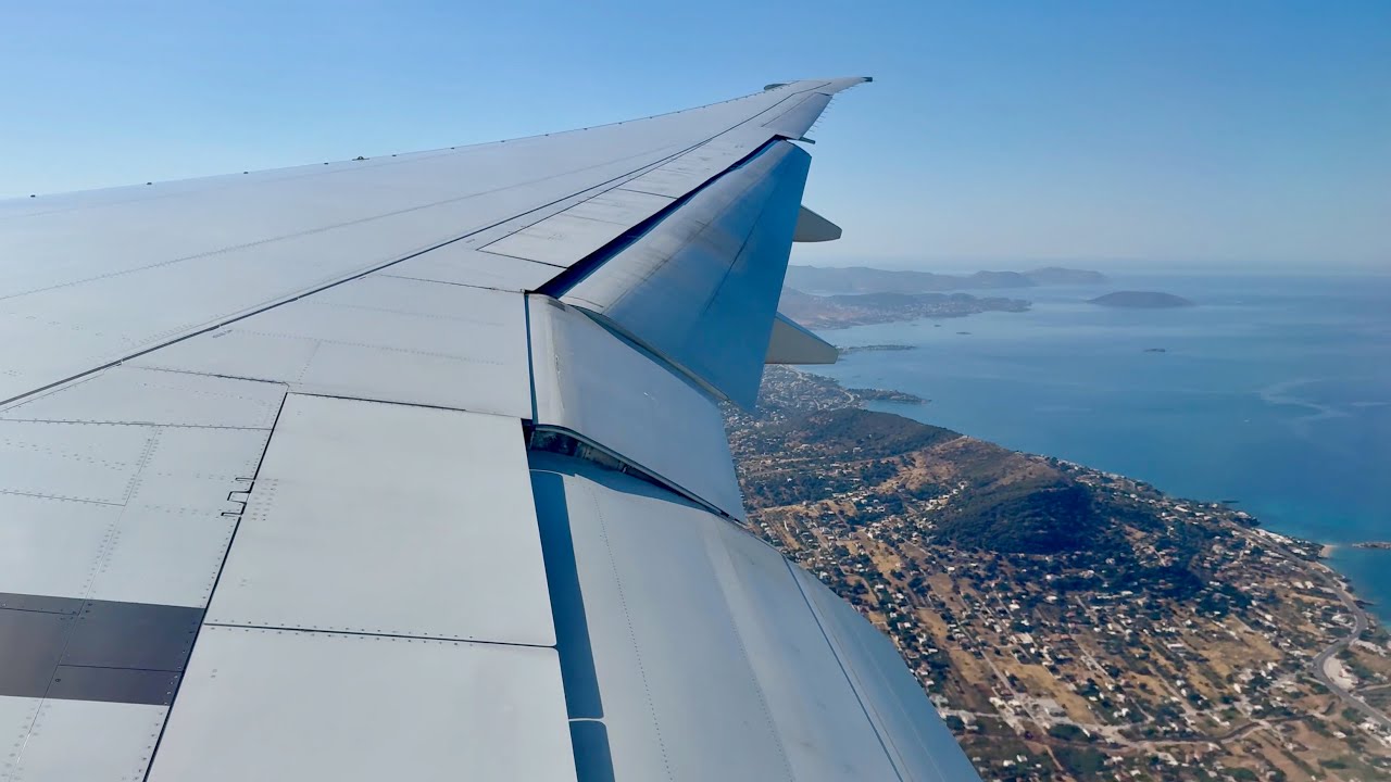 Boeing 777-300ER Wing-View Landing | Athens Airport ATH
